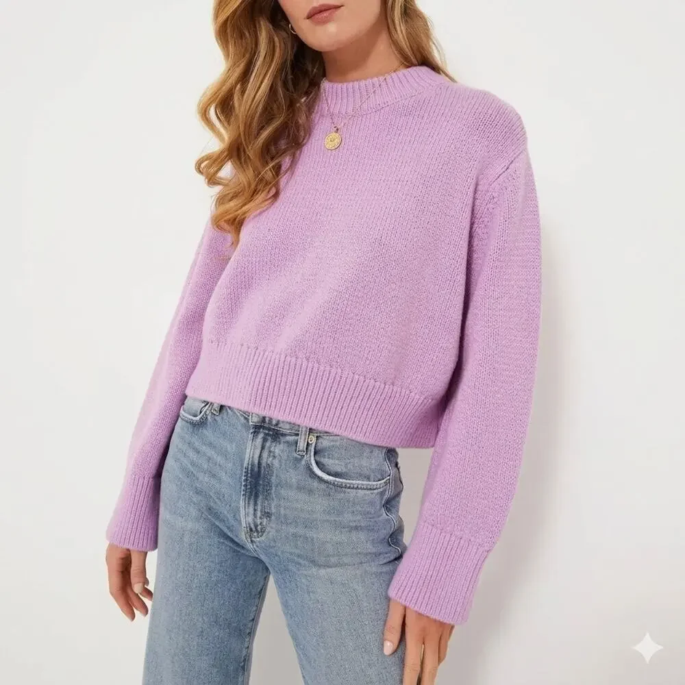 TUCKERNUCK Purple Lilac Aiden Cropped Relaxed Fit Sweater Size XL NWT